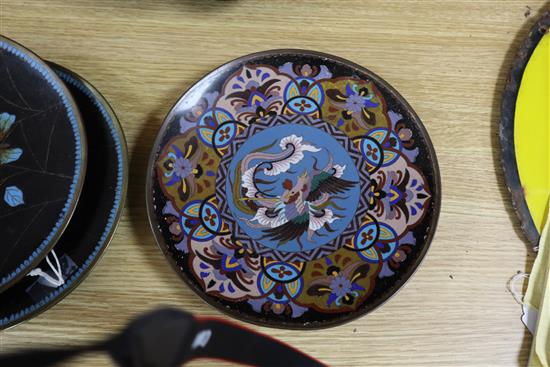 A group of Japanese cloisonne enamel dishes